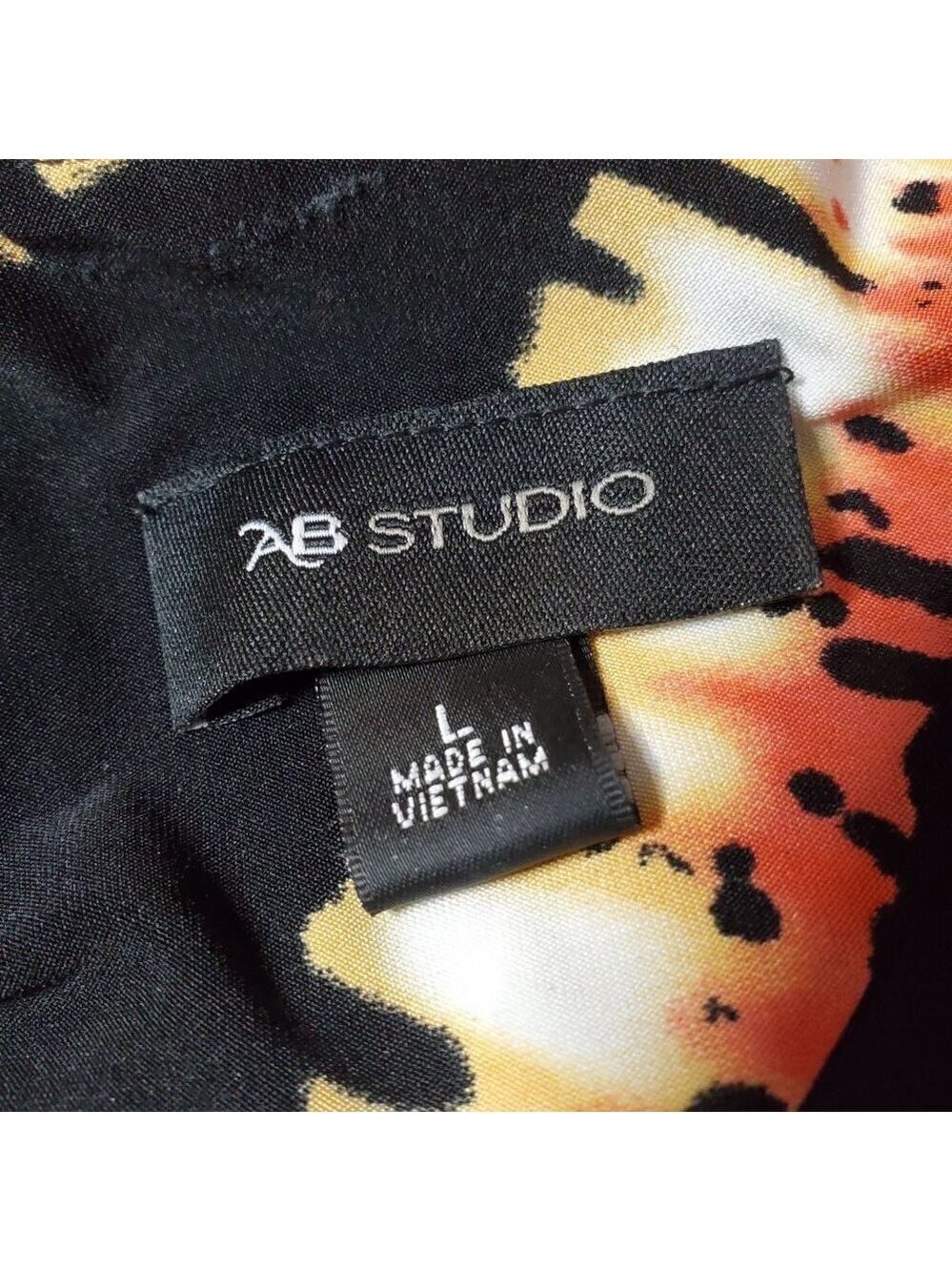 AB Studio Black Multi-Color Tie Dye Scoop Neck Sleeveless Maxi Dress Size Large - Picture 8 of 10